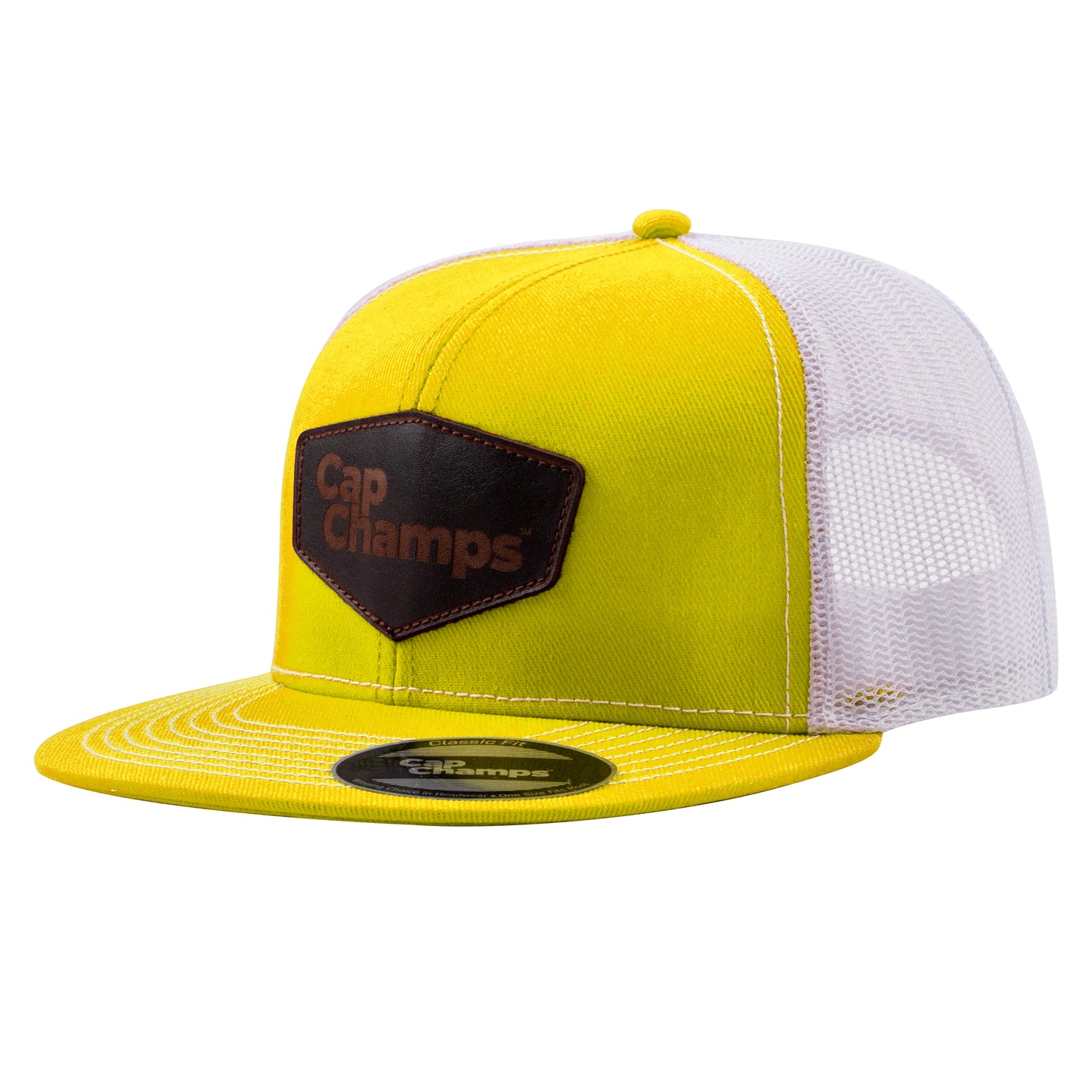 Classic Fit Mesh Snap Back Cap Leather Patch