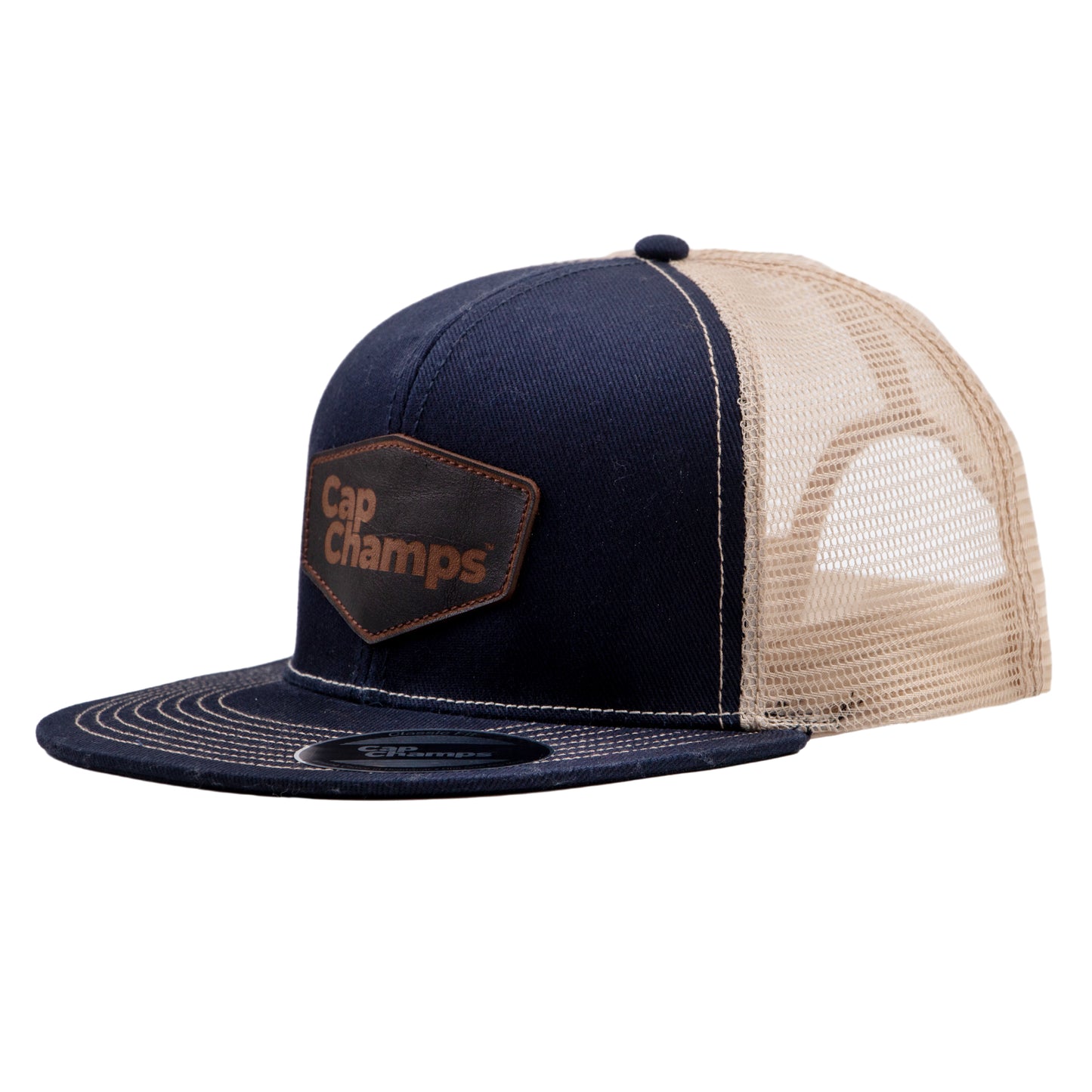 Classic Fit Mesh Snap Back Cap Leather Patch